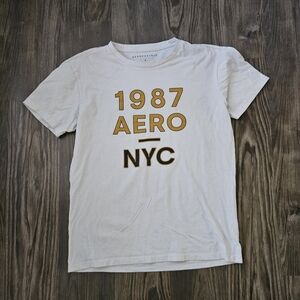 Aeropostale White Tee with Gold And Black Logo